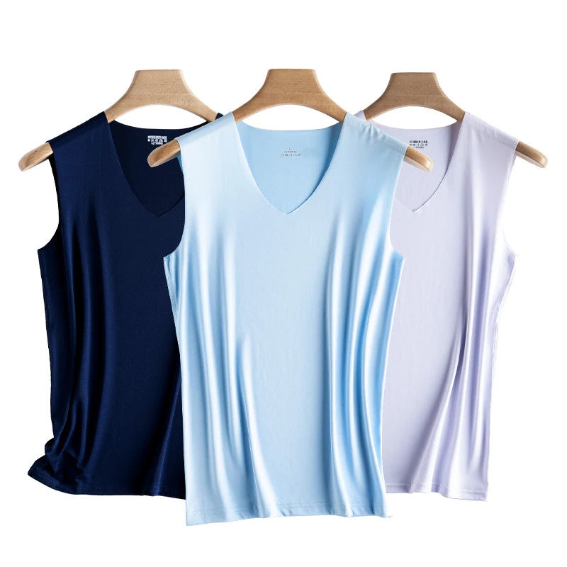 Men’s Silk Seamless Tank Top – Sleeveless Sport Vest Casual Gym Undershirt for Summer Comfort Wear