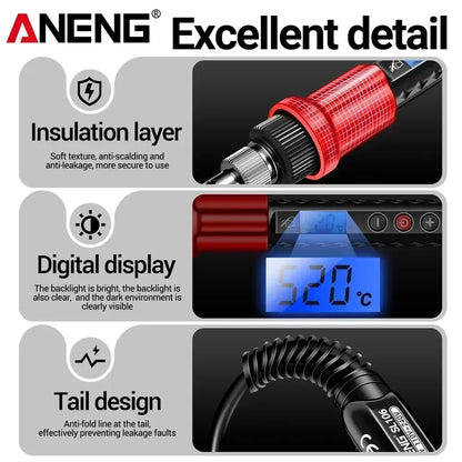 ANENG SL106 Electric Soldering Iron – Adjustable Temperature Welding & Rework Station with Heat Pencil Tip, 110V/220V