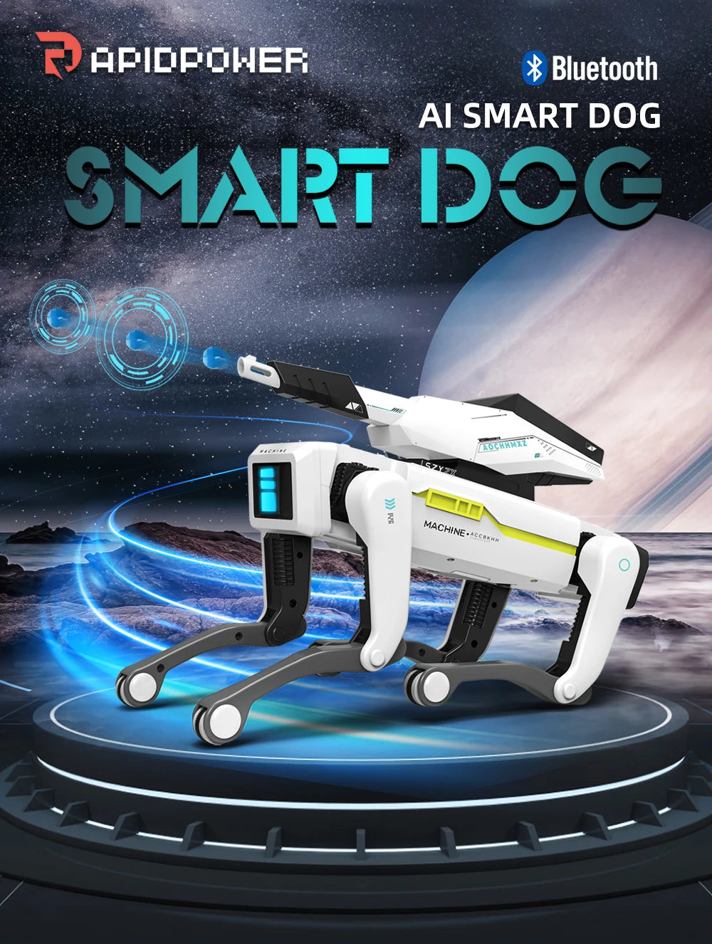Teeggi Electric RC Intelligent Robot Dog – Multifunctional Bionic Smart Mechanical Dog with Turret, Educational Toy Gift