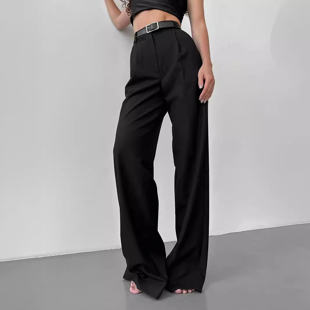 Women's Classic Straight Leg Pants – Versatile Loose Fit, Wide Leg for Office, Tourism, Spring & Summer Casual Wear