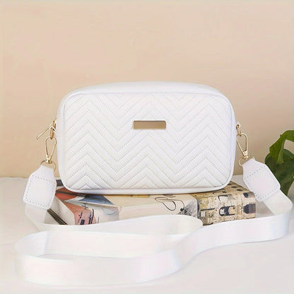 Minimalist Quilted Mini Crossbody Bag - Trendy PU Shoulder Bag, Women’s Casual Handbag and Mobile Phone Wallet