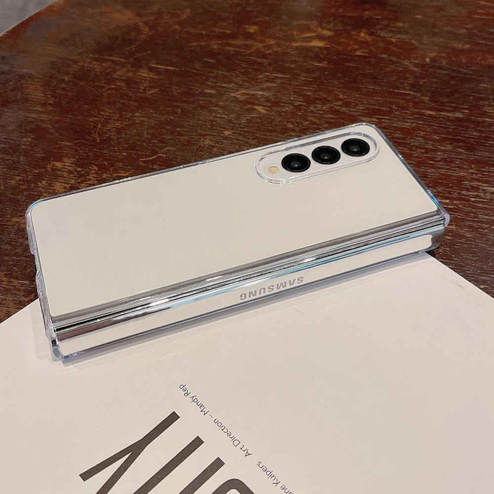 Transparent Acrylic Shockproof Phone Case for Samsung Galaxy Z Fold 6/5/4/3 – Hard Protective Back Cover