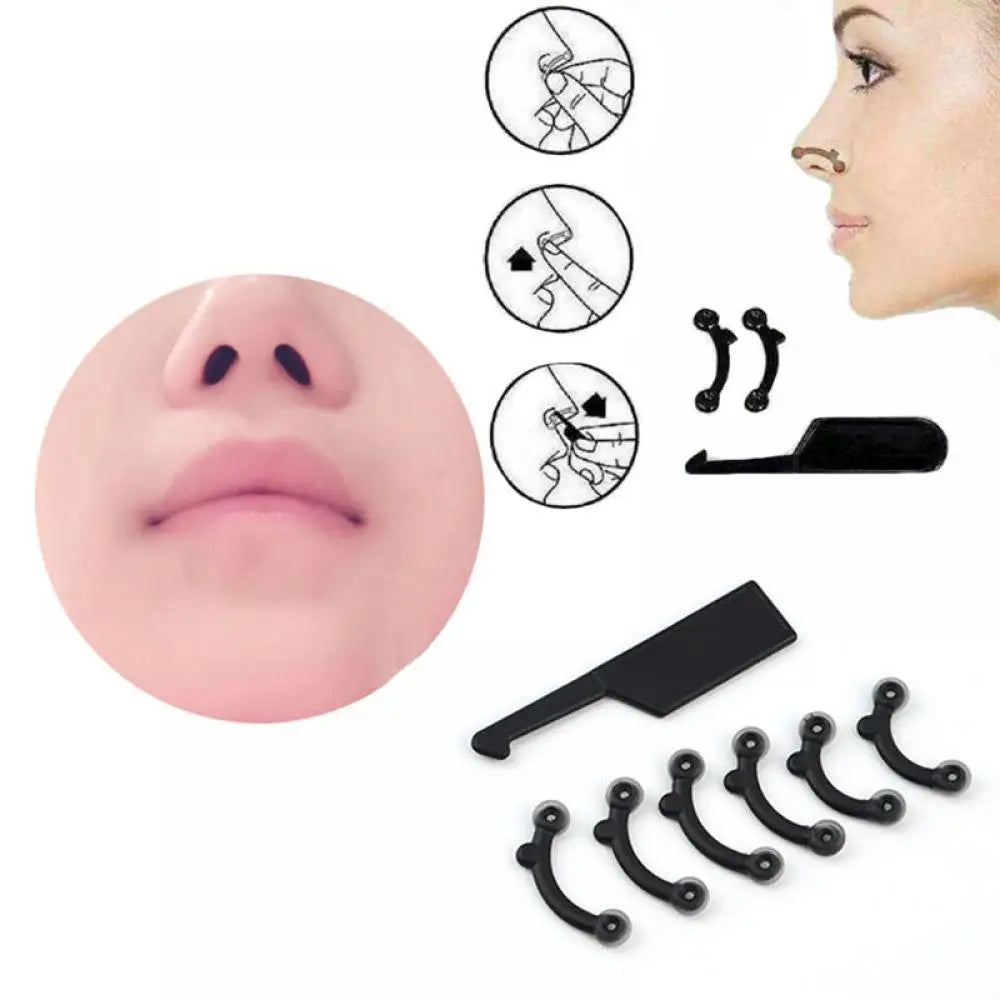 6Pcs Nose Shaping Clip Set - Adjustable Nose Lifting & Massage Corrector in 3 Sizes