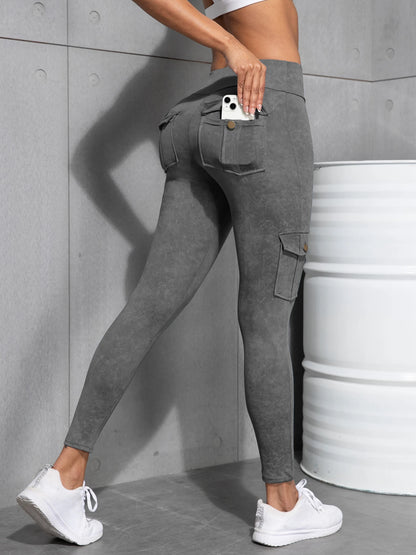 CHRLEISURE Women’s Seamless Yoga Pants – High-Waist Hip-Lifting Leggings with Pockets, Slim Elastic Gym & Fitness Wear