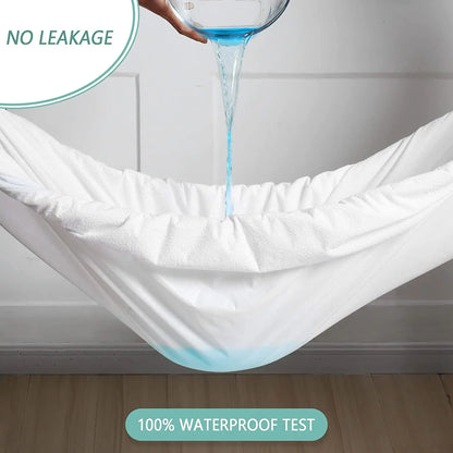 Waterproof Cotton Terry Mattress Protector - Anti-Mite Washable Flat Bed Sheet Cover for Comfortable Sleep
