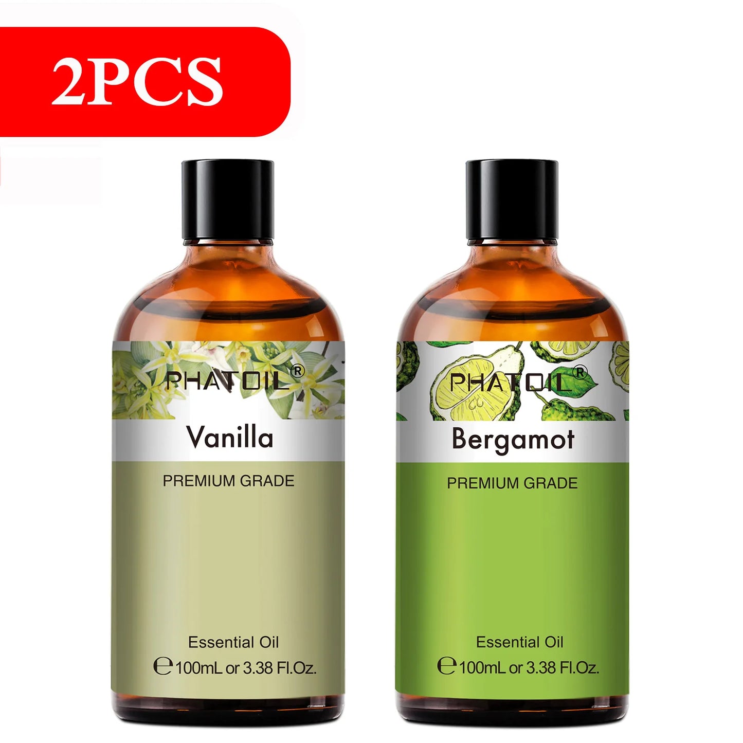 PHATOIL 100ml Aromatherapy Essential Oil Set – Lavender, Rose, Vanilla, Eucalyptus, Sandalwood & Pine Needles for Diffusers & Candle Making