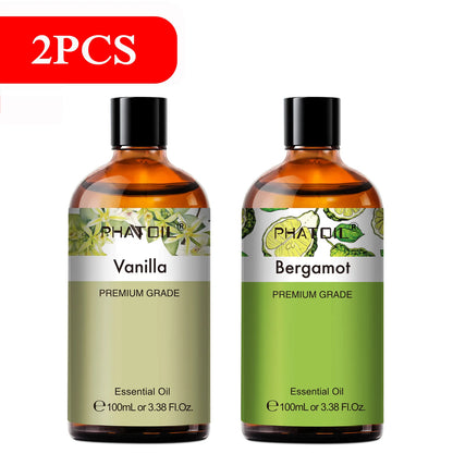PHATOIL 100ml Aromatherapy Essential Oil Set – Lavender, Rose, Vanilla, Eucalyptus, Sandalwood & Pine Needles for Diffusers & Candle Making