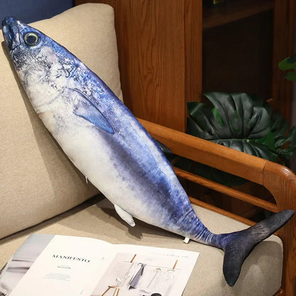 3D Realistic Fish Plush Pillow - Soft Tuna, Salmon & Grouper Stuffed Cushion Toy Gift