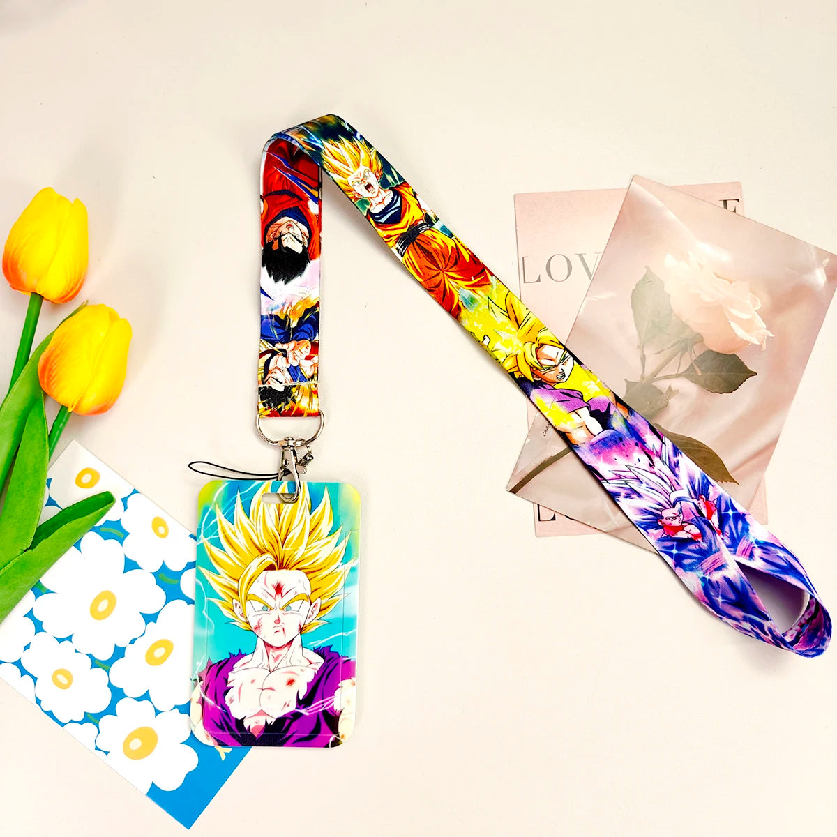 Japanese Anime Credential Holder Lanyard for Key, Card Badge, Gym Keychain Accessories