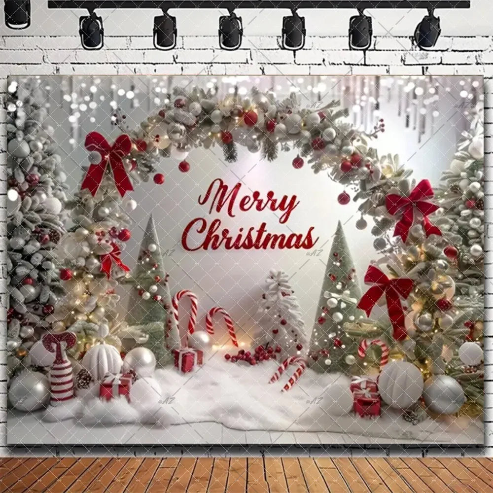 Merry Christmas Backdrop 2026 – Santa, Snowman & Xmas Tree Background for Family Party, Baby Shower & Photo Props