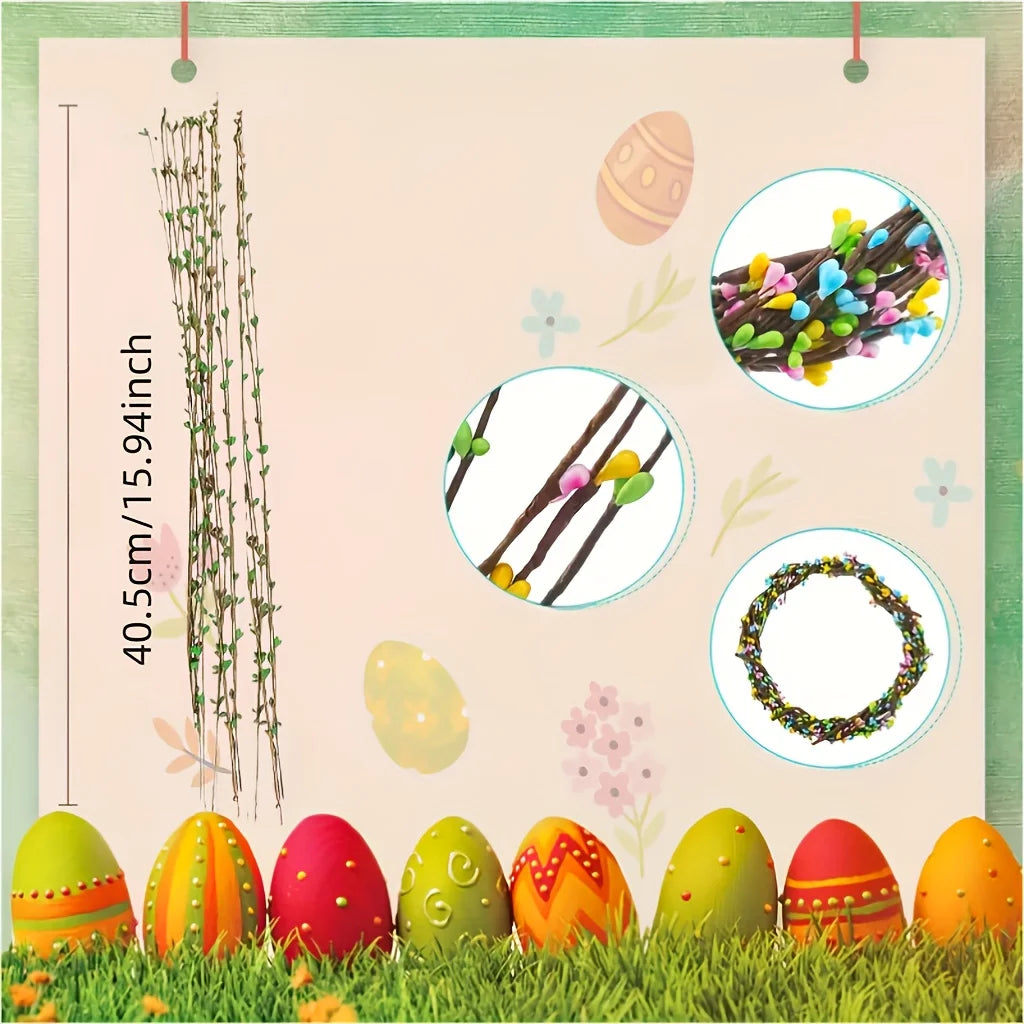 27/47pcs Easter & Spring Artificial Berry Stems with Flowers – DIY Wreath, Bunny Ears & Centerpiece Decorations