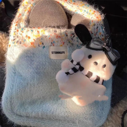 Kawaii Sanrio Pilot Pochacco Plushie Keychain, Instagram Style Bag Hanging Plush Doll, Schoolbag Puppy Pendant, Children’s Gift