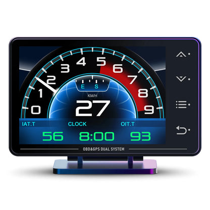 XS OBD+GPS Car HUD Gauge - Multi-Function Head-Up Display with LCD for Temperature, Turbo & Oil Pressure