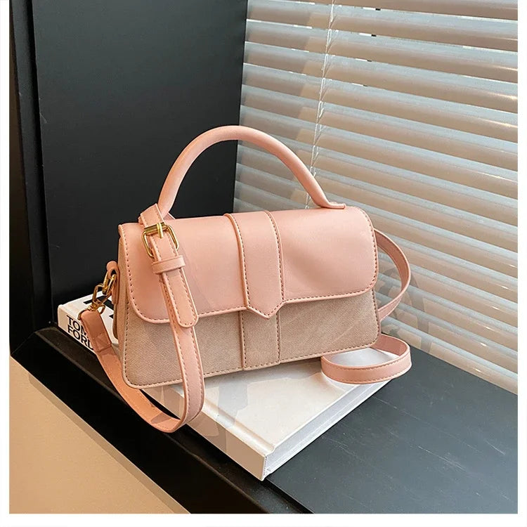 PU Leather Shoulder Bag for Women – Fashion Crossbody Vintage Underarm Square Satchel Handbag (Black)