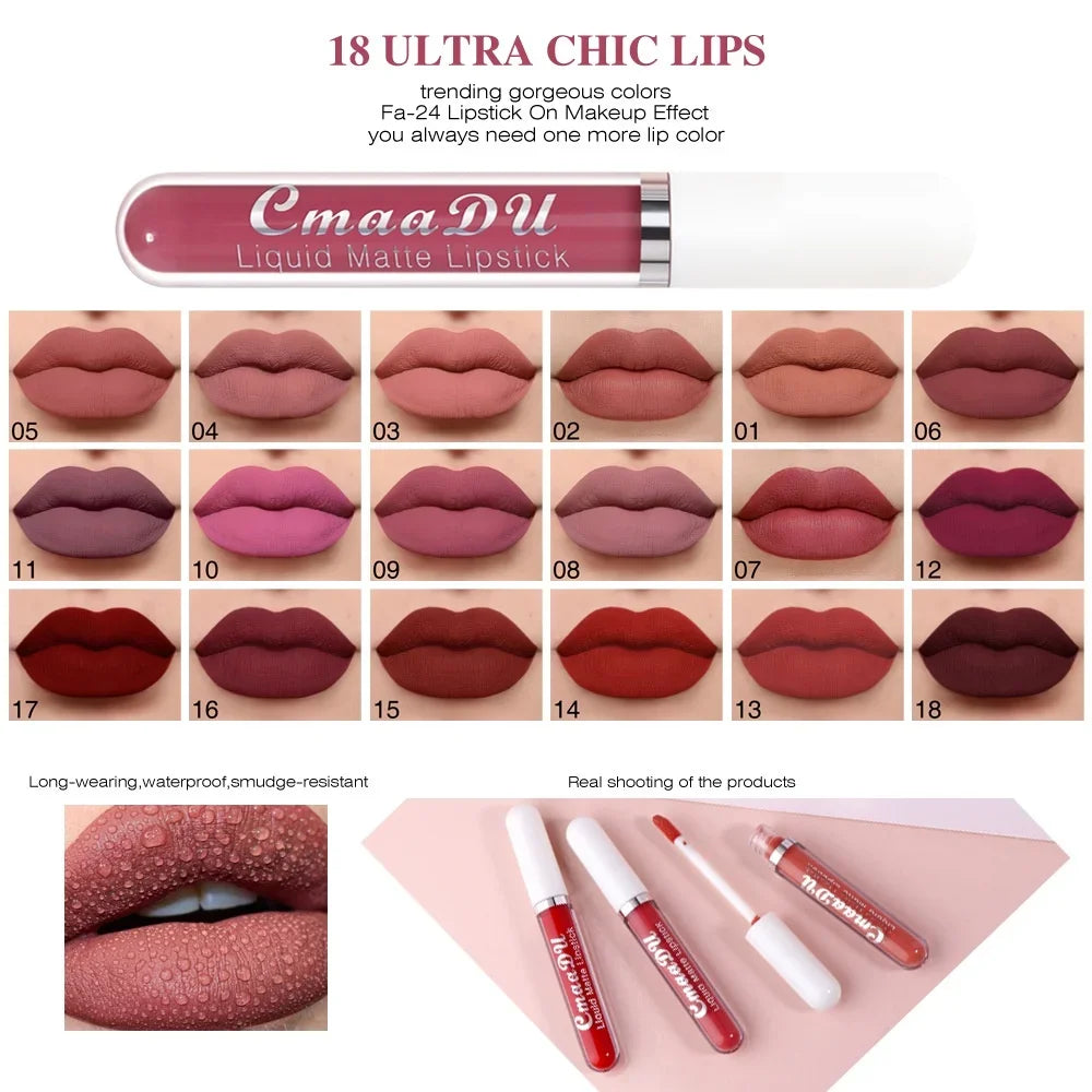 Sexy Long-Lasting Velvet Matte Lip Gloss – Waterproof, Non-Stick Red Liquid Lipstick for Women