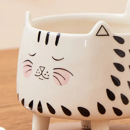 Cute 4-Legged Cat Coffee Mug: Ceramic 'Meow' Mug Perfect for Cat Lovers and Women