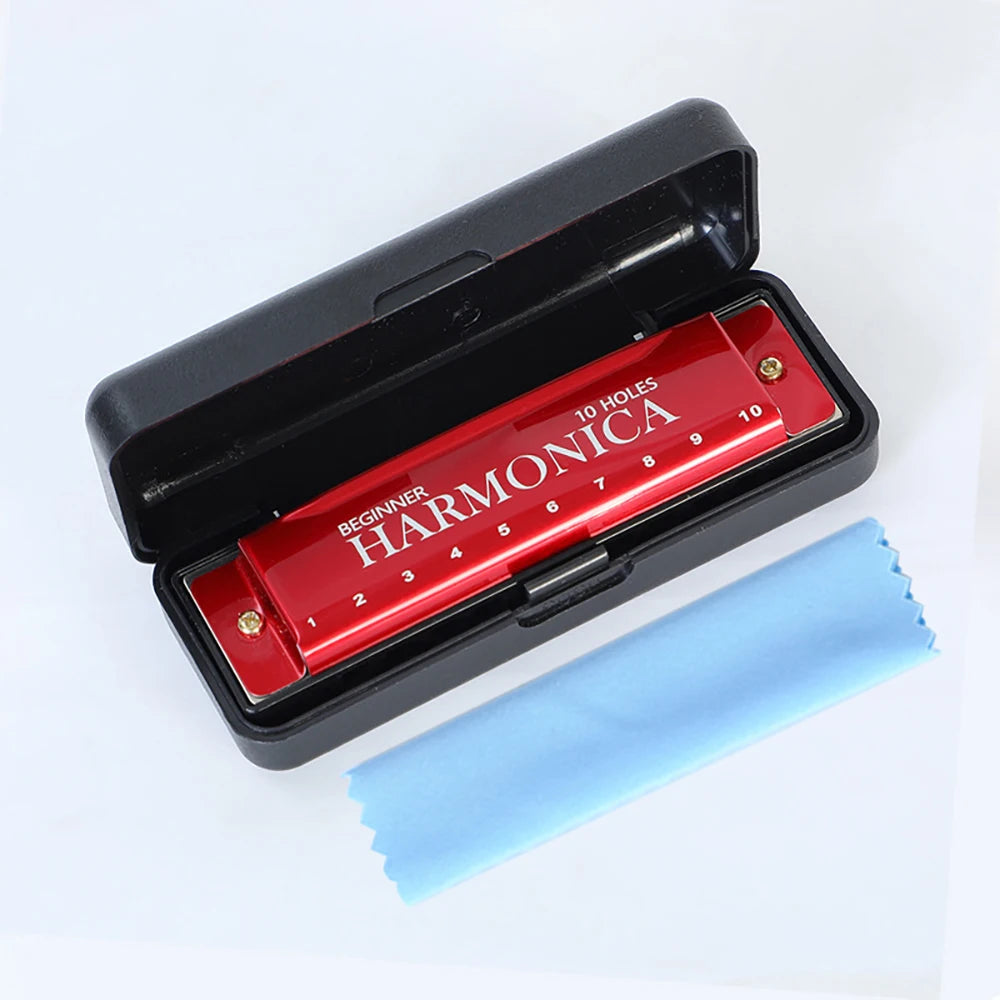 10-Hole C Diatonic Harmonica - Phosphor Bronze Beginner Mouth Organ with Case Kit