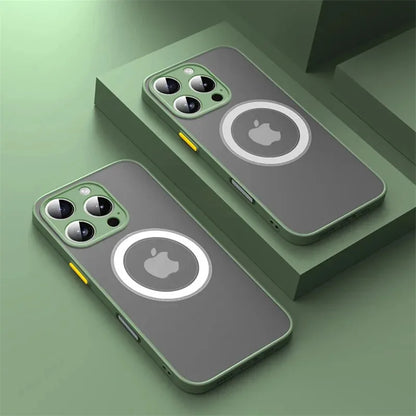Luxury Armor Matte Magnetic Case - Shockproof MagSafe Wireless Charging Cover for iPhone 17 16 15 14 13 12 11 Pro Max Mini Plus