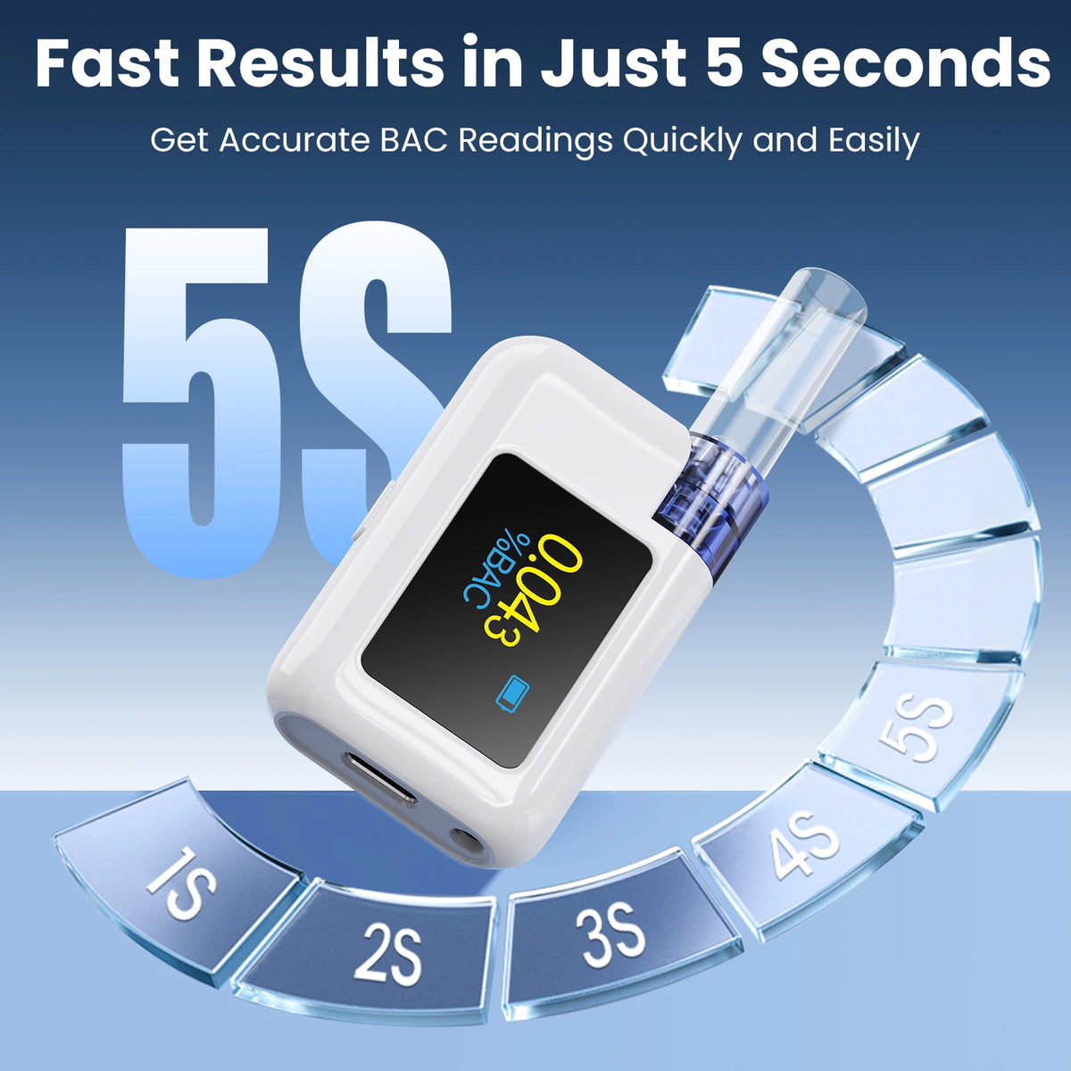 Professional Digital Breathalyzer - High-Accuracy Portable Alcohol Tester with LCD Screen & 8 Mouthpieces