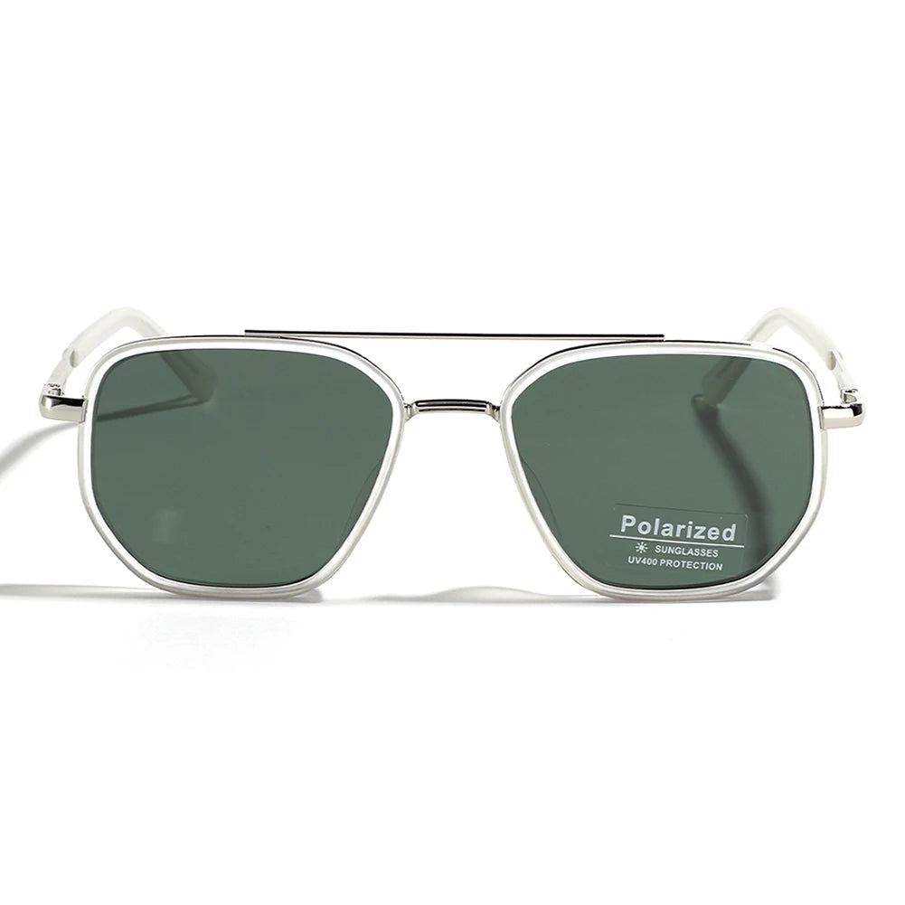 Peekaboo TR90 Polarized Sunglasses – Retro Metal Square Style for Men & Women, UV400 Double Bridge Driving Glasses