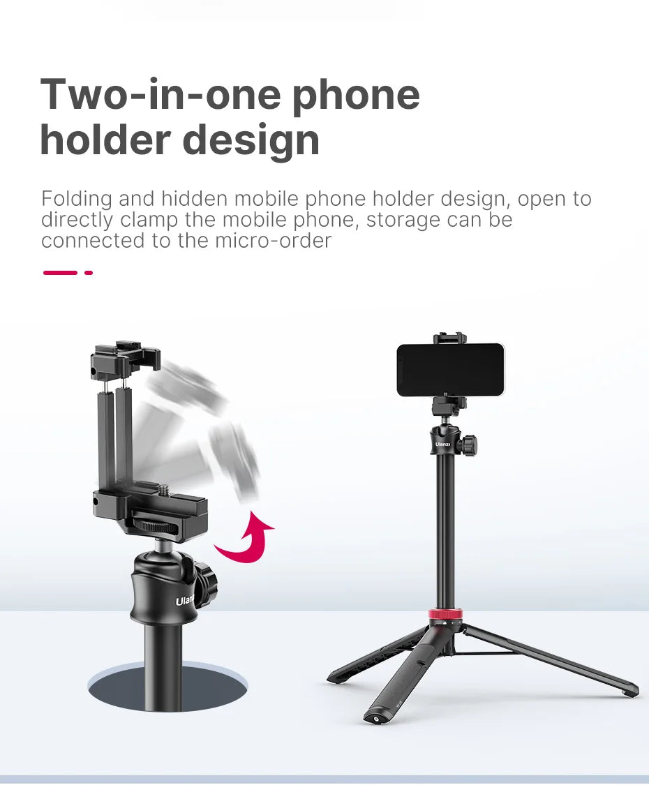 ULANZI MT-44 Tripod – Smartphone Vlog Tripod with Cold Shoe & Phone Mount Holder for Mobile & SLR Cameras