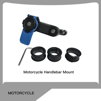 Motorcycle Handlebar Stem Fork Phone Mount — Vibration Dampener with MAG Universal Adapter, Wireless Charger & Mirror Brake Compatible