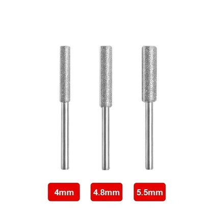 3/4/5/6Pcs Diamond Coated Cylindrical Burr Chainsaw Sharpener Stones – 4mm/4.8mm/5.5mm Grinding Files for Chain Saw Carving & Sharpening Tools