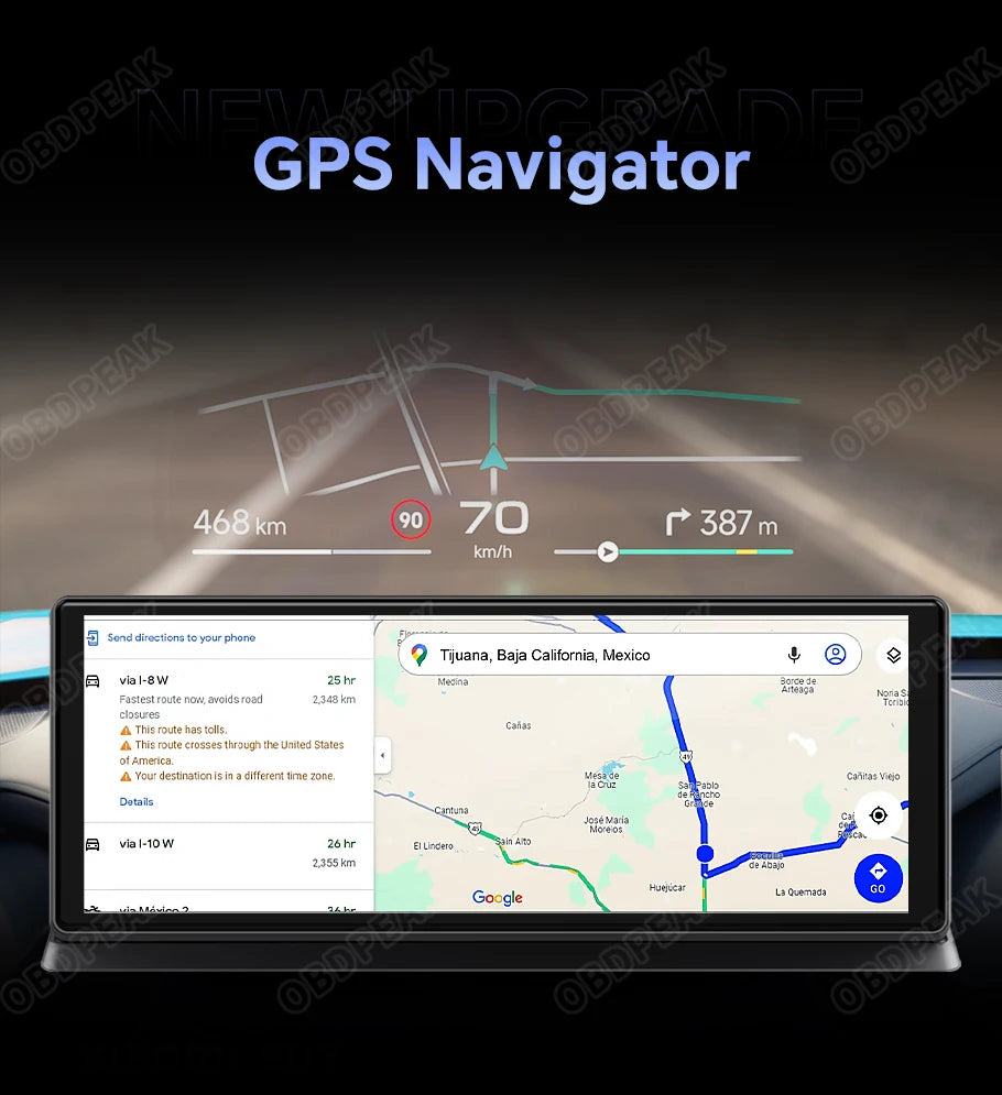 K60 Pro 11.3" Dash Cam — Android 14 AI Screen with 4G+64G, WiFi, GPS, CarPlay & Android Auto Rearview Mirror Recorder