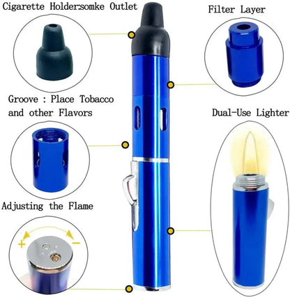 New Metal Long Pen Spray Lighter — Blue Flame Igniter for Aromatherapy, Portable Loop Inflatable Lighter & Cigarette Accessories