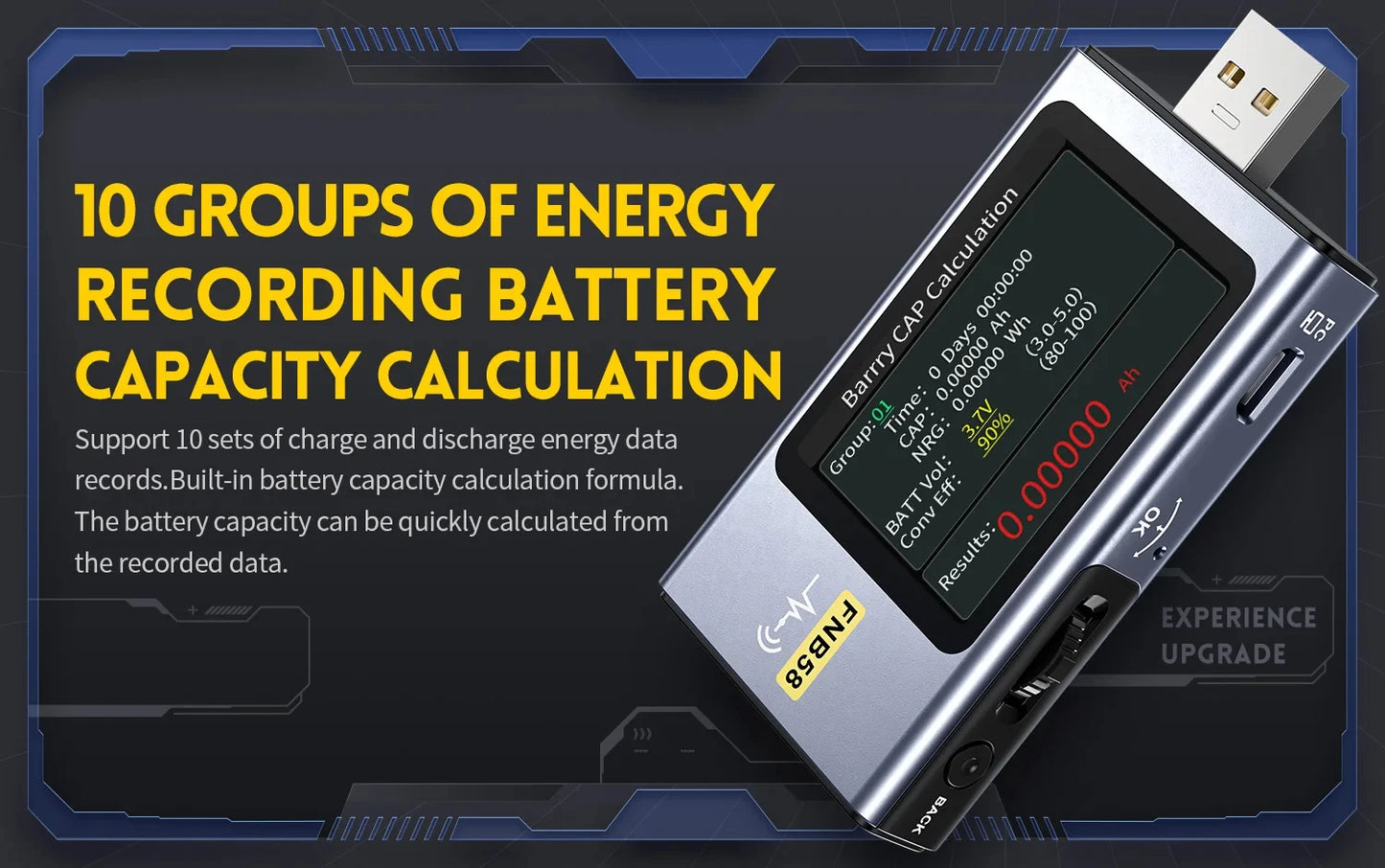 FNB58 USB Tester Voltmeter – TYPE-C Fast Charge Detection, Ammeter, Capacity & Ripple Measurement Tool