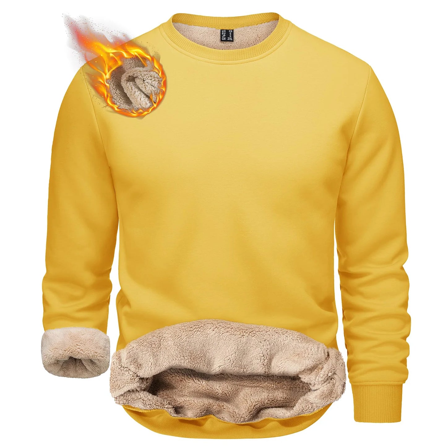 TACVASEN Men’s Winter Fleece Sweatshirt – Thicken Sherpa-Lined Crewneck Pullover, Warm Heavy Winter Top, No Hood