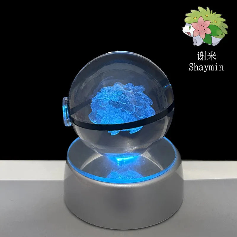 Pokémon 3D Crystal Ball LED Night Light – Pikachu Gengar Eevee Mewtwo Pokéball Base Lamp Kids Birthday & Home Decor Gift