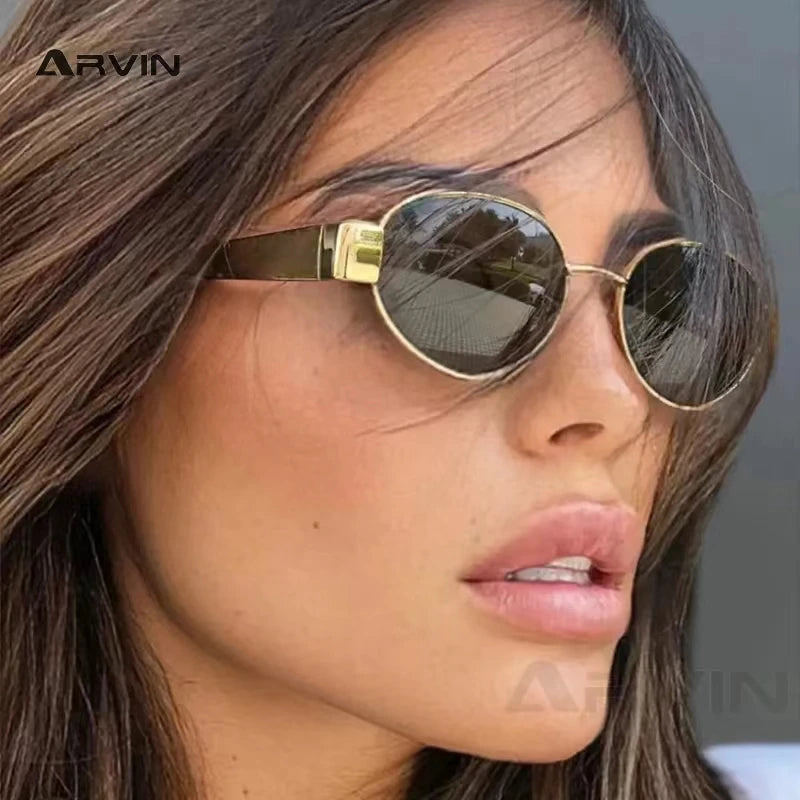 Fashion Oval Retro Sunglasses for Women – Classic Metal UV400 Goggles, High-Quality Outdoor Eyewear for Men & Women