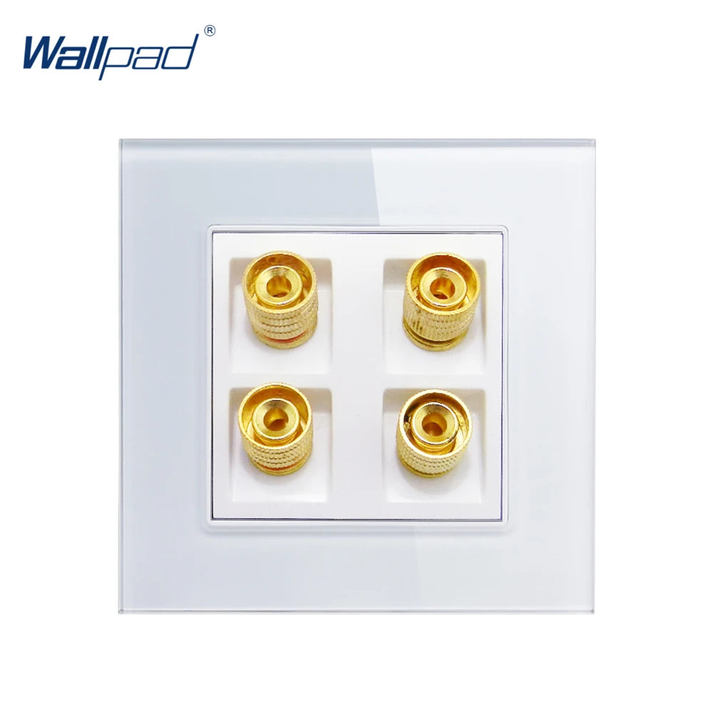 4 Pin Audio Wall Socket Panel - Luxury Crystal Glass Audio Video Sound Outlet 110V-250V