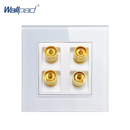 4 Pin Audio Wall Socket Panel - Luxury Crystal Glass Audio Video Sound Outlet 110V-250V
