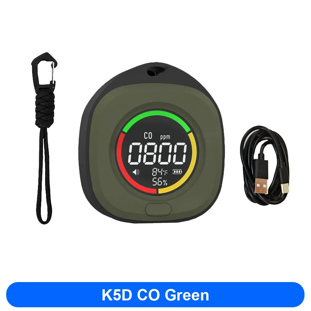 FMAi K5 Carbon Monoxide Detector - Portable Rechargeable CO & CO2 Monitor with LED Display and Alarm