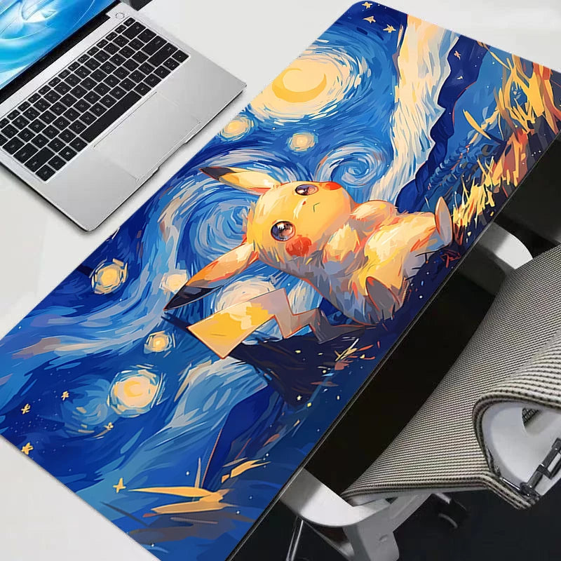 Pokémon Pikachu Kawaii Anime Mouse Pad - Non-Slip Rubber Gaming Desk Mat for PC and Keyboard, 90 × 40 cm
