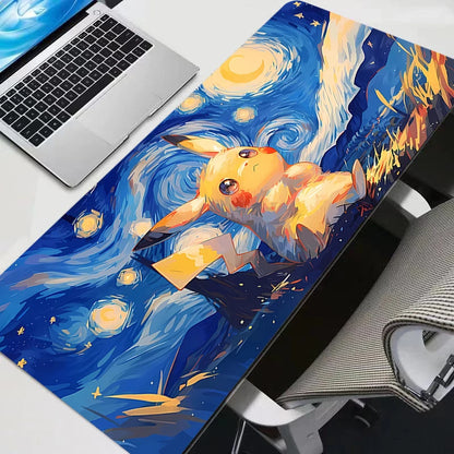 Pokémon Pikachu Kawaii Anime Mouse Pad - Non-Slip Rubber Gaming Desk Mat for PC and Keyboard, 90 × 40 cm