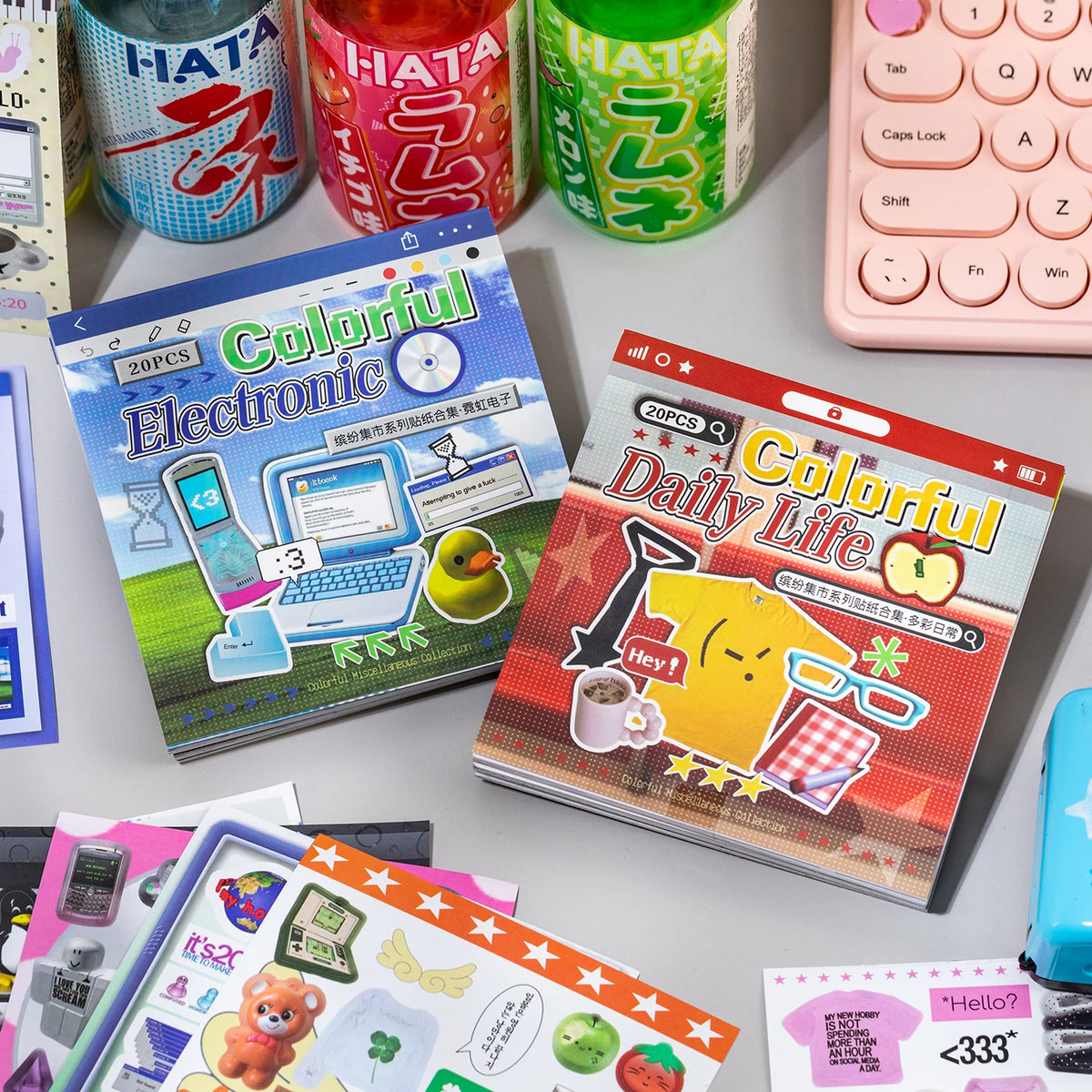 20-Piece Y2K Retro Tech PET Sticker Set - Vintage Aesthetic Decals for Scrapbooking, Journals and DIY Crafts