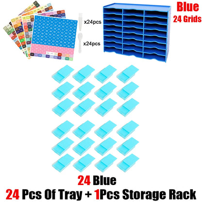 HOMFUN 5D Diamond Painting Tray Kit – 12/24/48 Slots with Storage Rack Organizer for Drill Plate Accessories