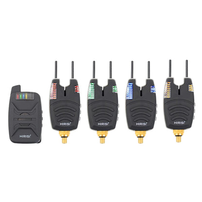 Carp Fishing Alarm Set - Wireless Bite Indicator 1+4 with Sound and LED Light Warning, Model B1230