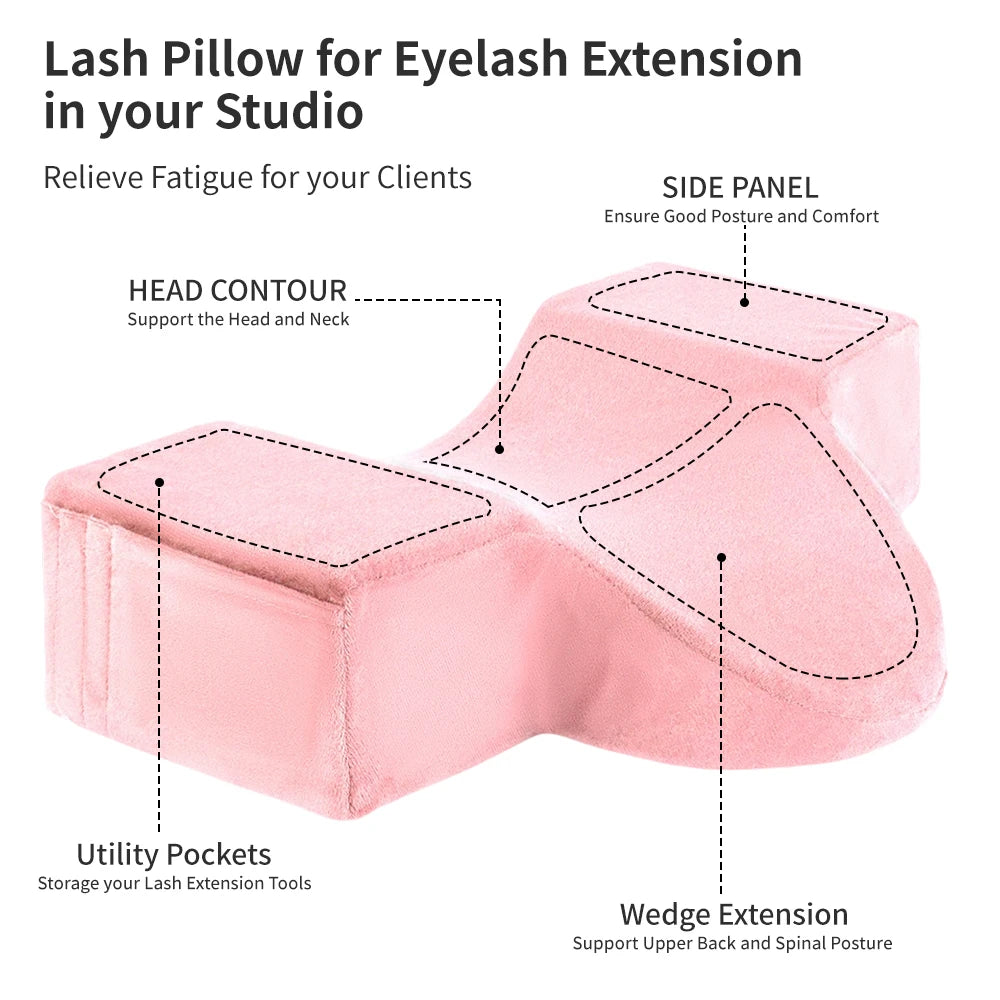 Pink Eyelash Neck Pillow – U-Shaped Memory Foam Support for Lash Extension Accessories