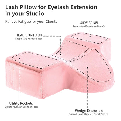 Pink Eyelash Neck Pillow – U-Shaped Memory Foam Support for Lash Extension Accessories