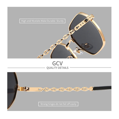 GCV Classic Retro Women's Rectangular Sunglasses — Metal Frame with Polaroid Lenses