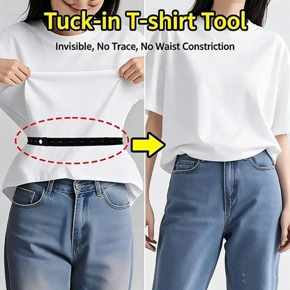 Adjustable Invisible Shirt Tuck Tool Band – Elastic Crop Tuck Waistband for T-Shirts, Blouses & Sweaters