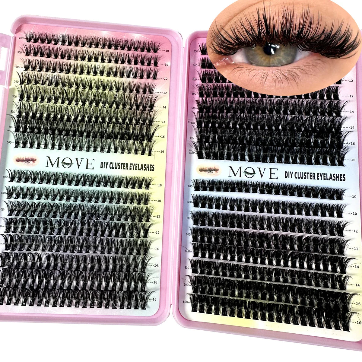 640-Piece 5D Cluster Lashes Kit – Fluffy Thick Volume Eyelash Extension Set, Mixed Tray Faux Mink Lashes for DIY & Salon Makeup