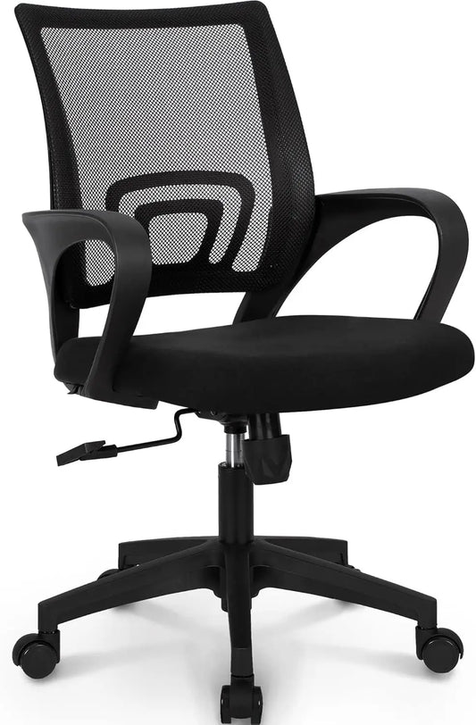 Ergonomic Office Chair – Mid Back Desk Chair with Lumbar Support, Mesh Cushion, Adjustable Swivel & Rolling for Home & Gaming