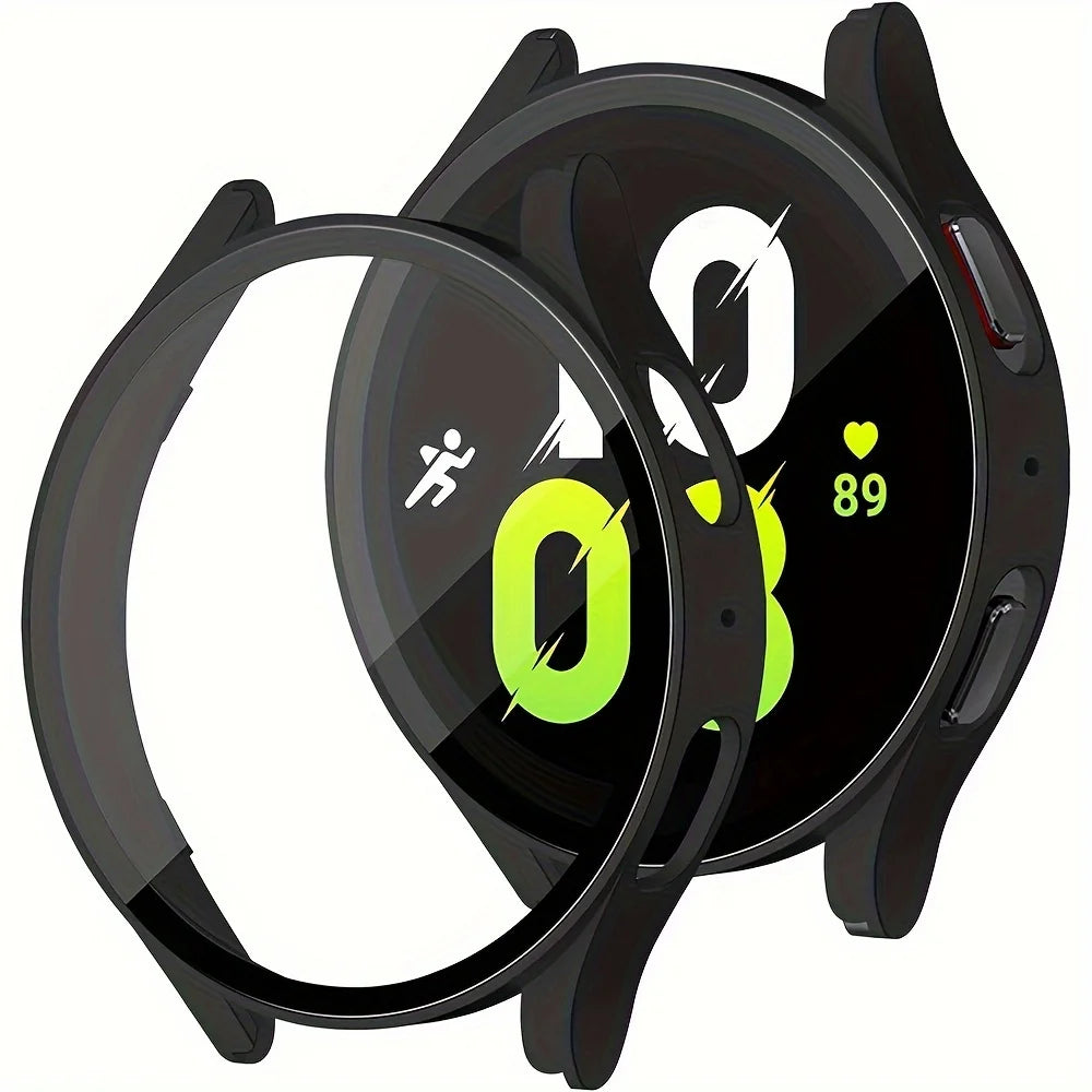 2-Pack Samsung Galaxy Watch Protective Case with Tempered Glass - Full-Coverage Drop-Resistant and Scratch-Resistant Screen Protector for Watch 4/5/6/7 40mm & 44mm