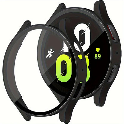 2-Pack Samsung Galaxy Watch Protective Case with Tempered Glass - Full-Coverage Drop-Resistant and Scratch-Resistant Screen Protector for Watch 4/5/6/7 40mm & 44mm