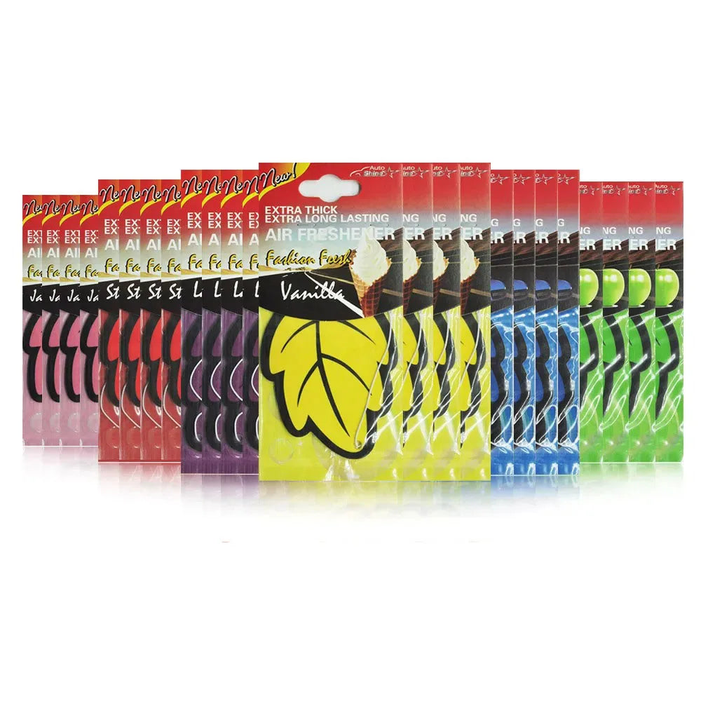 3-60PCS Car Air Fresheners — Natural Scented Tea Paper, Vanilla Fragrance, Leaf-Shaped Auto Interior Accessories